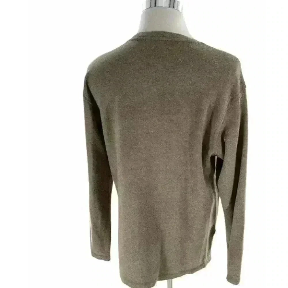 Geoffrey Beene Mens Crew Neck Brown Knit Sweater Size Large